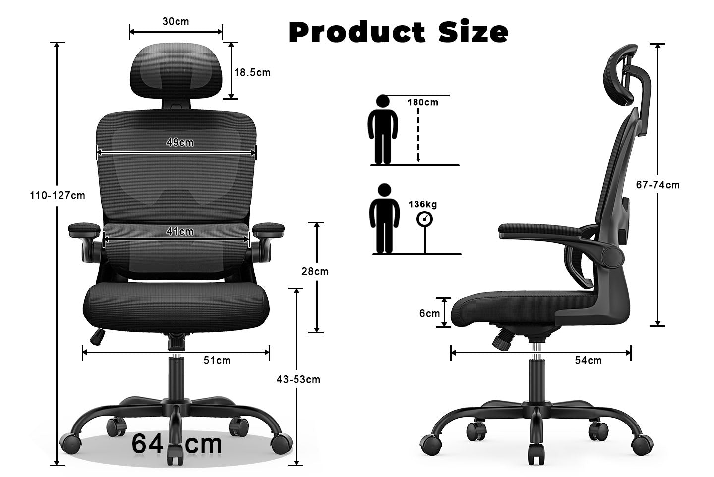 Office Chair Ergonomic Desk Chair, Executive Swivel Computer Chair wit ...