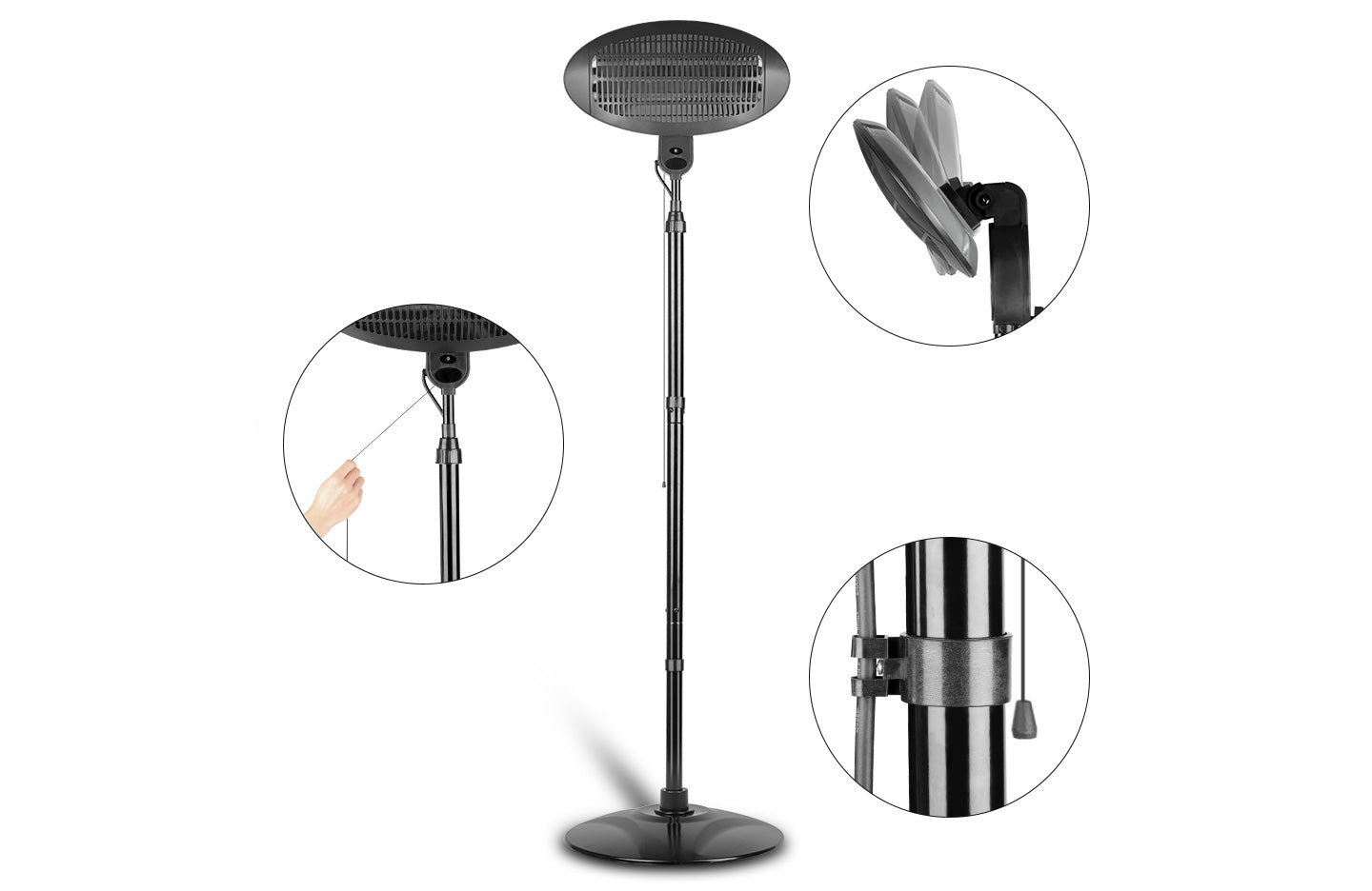 Indoor/Outdoor Freestanding Electric Patio Heater 3 heating modes With