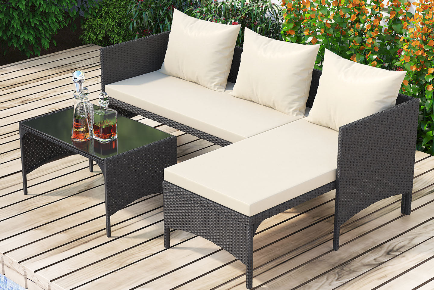 Garden Furniture Set 5PC Rattan Modular Corner Sofa Set 2024 New