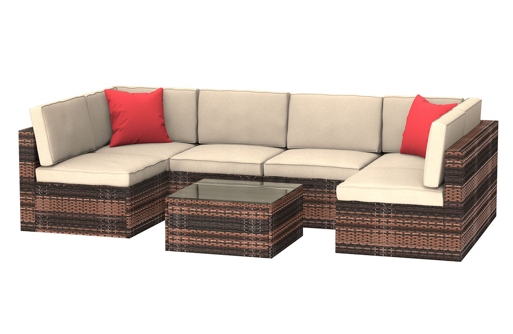 Demps 6 seater online rattan corner sofa set