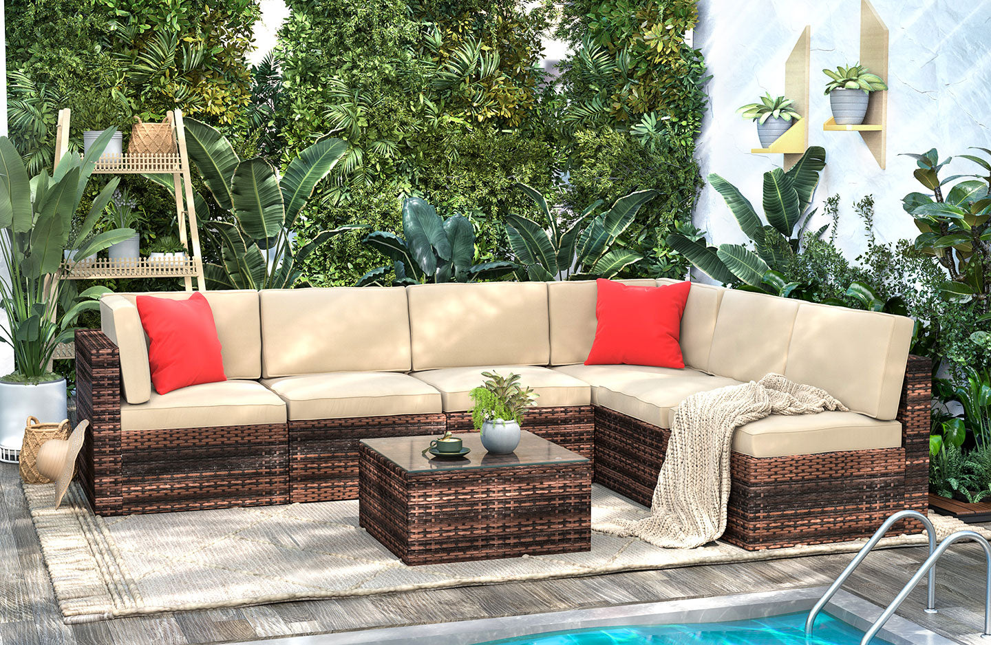 5 seater rattan online corner sofa